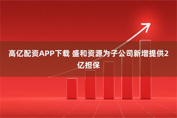 高亿配资APP下载 盛和资源为子公司新增提供2亿担保